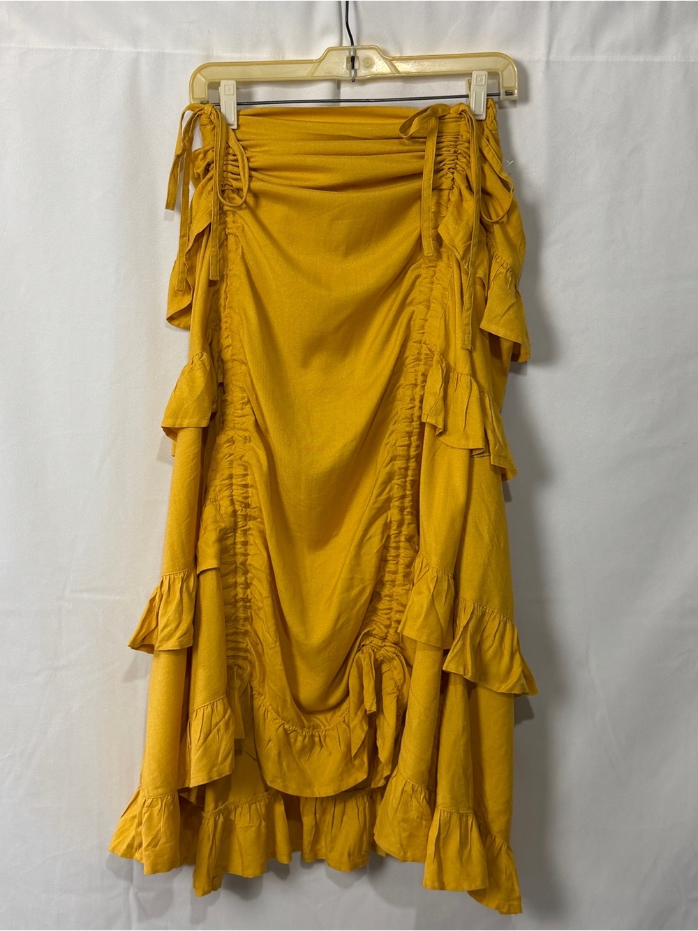 The Pirate Dressing Yellow Steampunk Ruffle Skirt Womens S High Low Cosplay